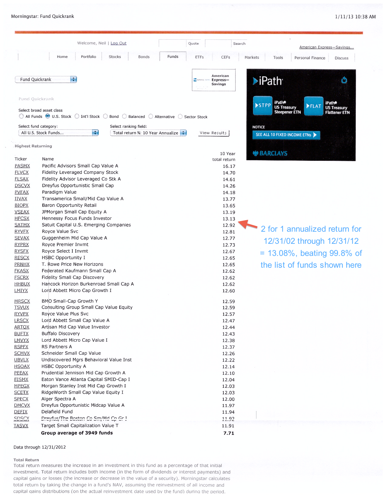 Morningstar funds 10 year results 2 for 1 Stock Split Newsletter