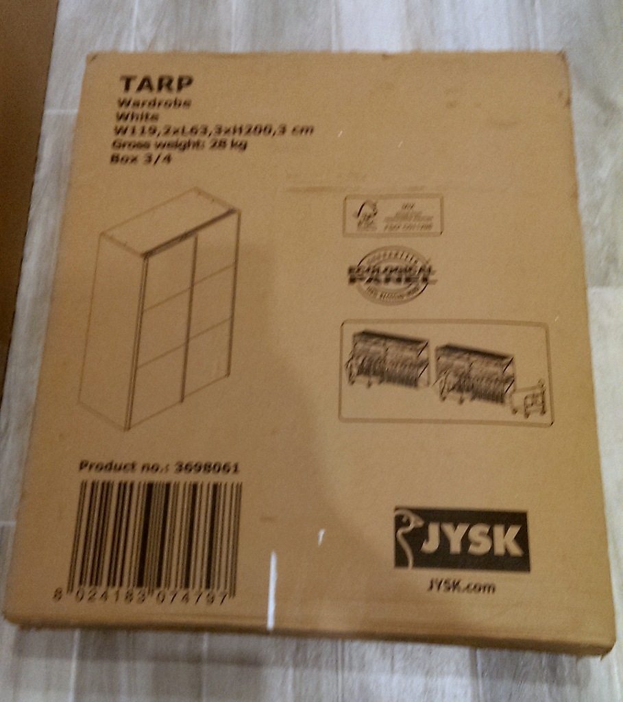 NOWA biała SZAFA JYSK TARP 120x201 jak IKEA paczki 7244992831