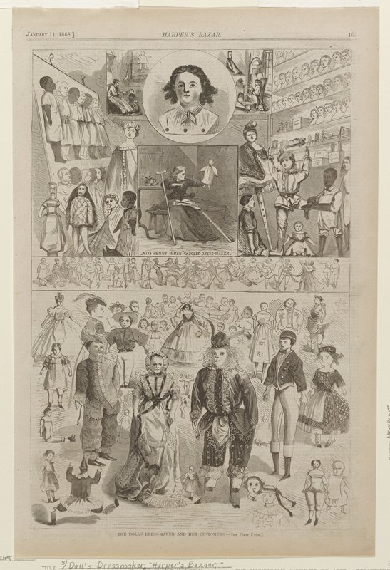 The Doll's Dressmaker, attributed to Winslow Homer; Publisher Harper's Bazar, New York Mia