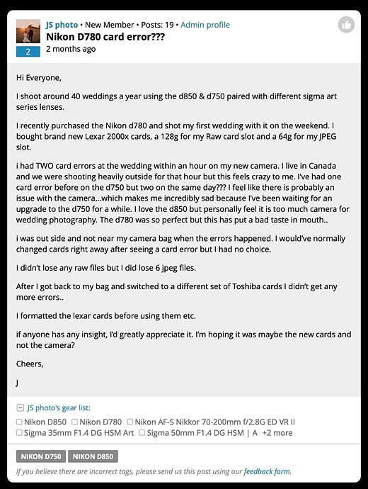 Nikon releases firmware update for its D780 DSLR to fix SD memory card
