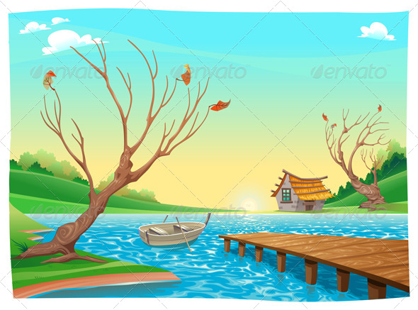 Cartoon Lake And Pond Hd Themes Download » Stock