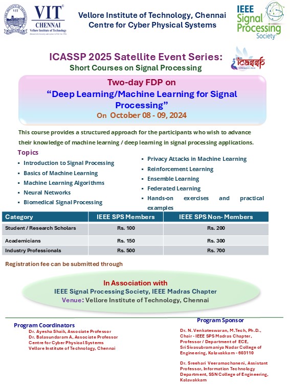 Deep Learning/Machine Learning for Signal Processing 2025 IEEE