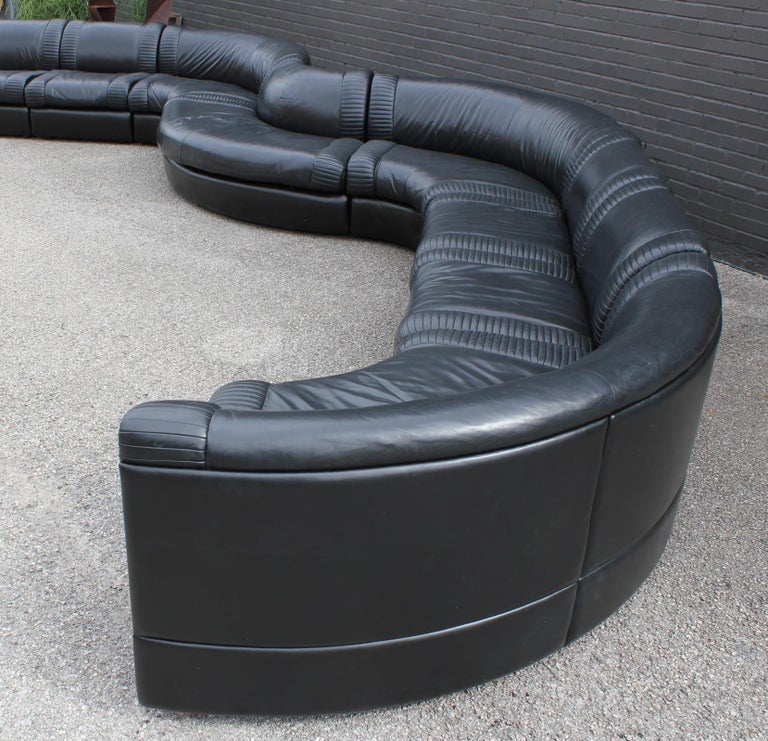 De Sede Sectional Sofa Black Leather 8 Modular Sections from