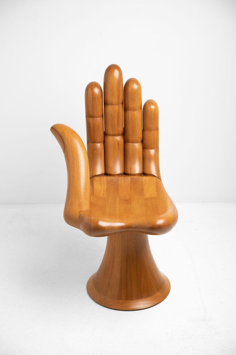 Pedro Friedeberg Hand Chair in Solid Honduran Mahogany 1960s Signed