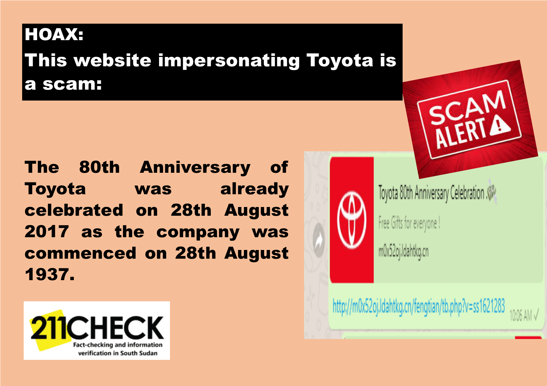 Scam Alert Toyota Is Not Celebrating its 80th Anniversary! 211CHECK