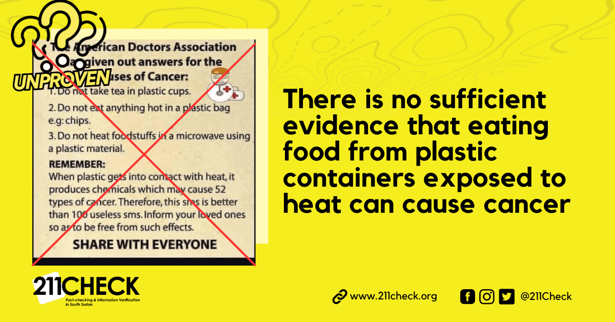 Factcheck Does eating food heated in plastic containers cause cancer? 211CHECK