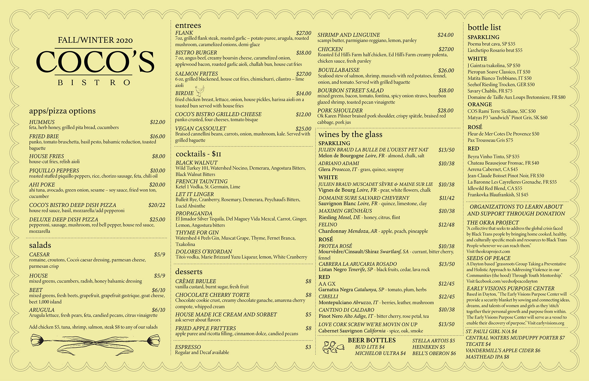 Menu — Coco's Bistro