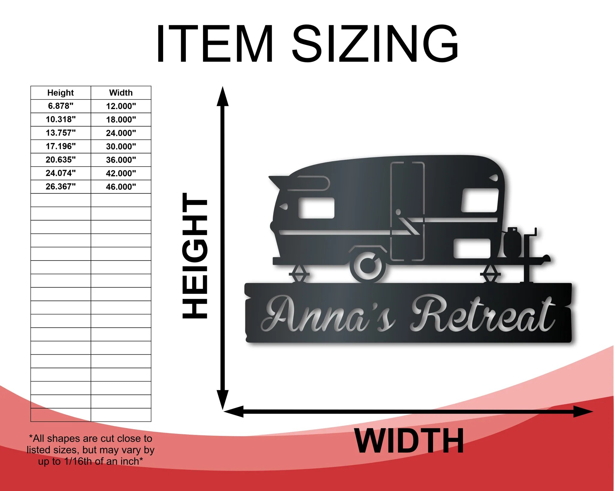 Custom Metal Camper Van Monogram Wall Art Indoor Outdoor Up to 46" 24 Hour Crafts