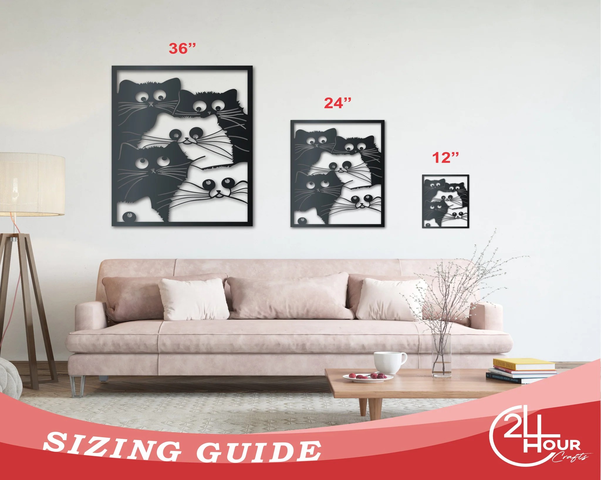 Metal Crazy for Cats Wall Art Indoor Outdoor Up to 46" Over 20 C