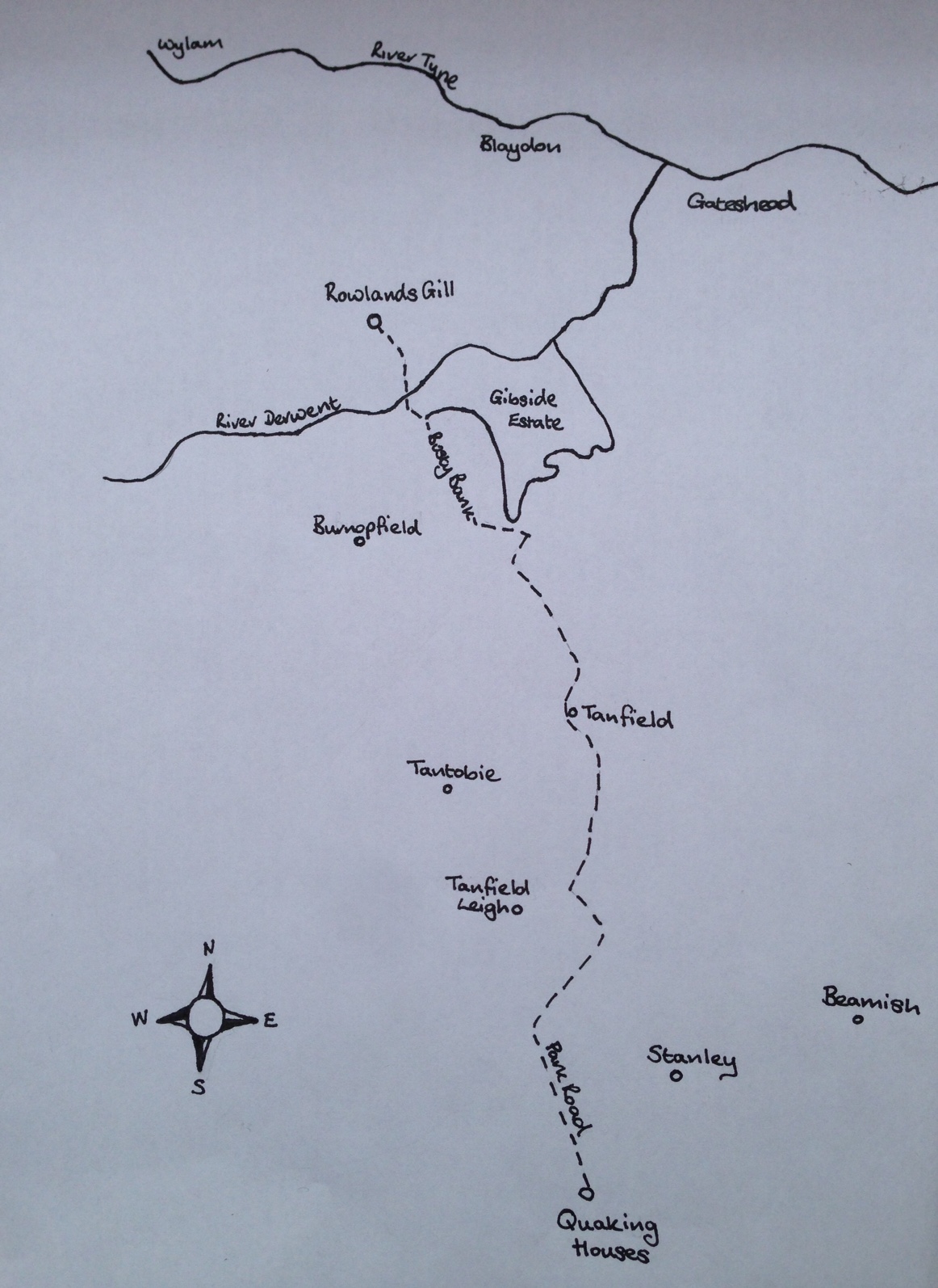 QR Quaking Houses to Rowlands Gill 26 Steps