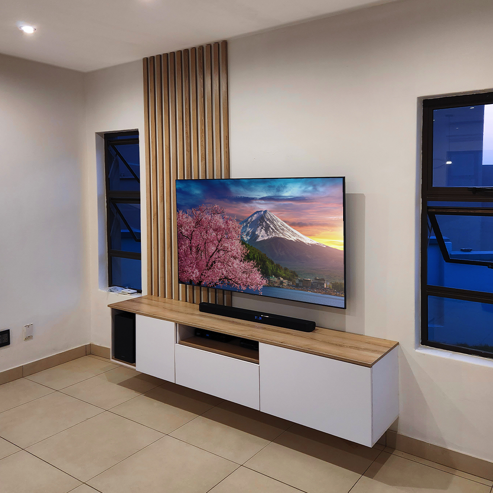 Aviw 220MD Floating Media Unit and slats (Wall Panels) Set Matte