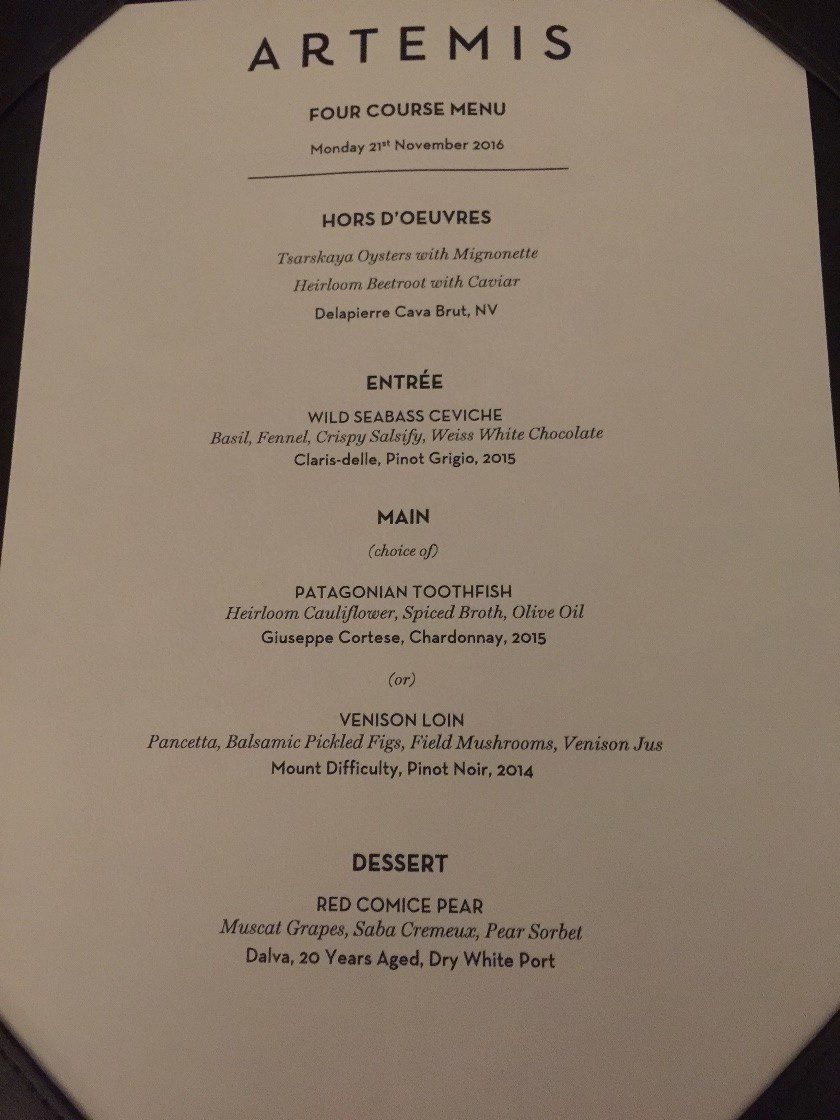 Artemis Grill Sky Dining with Wine Pairing Indulgence