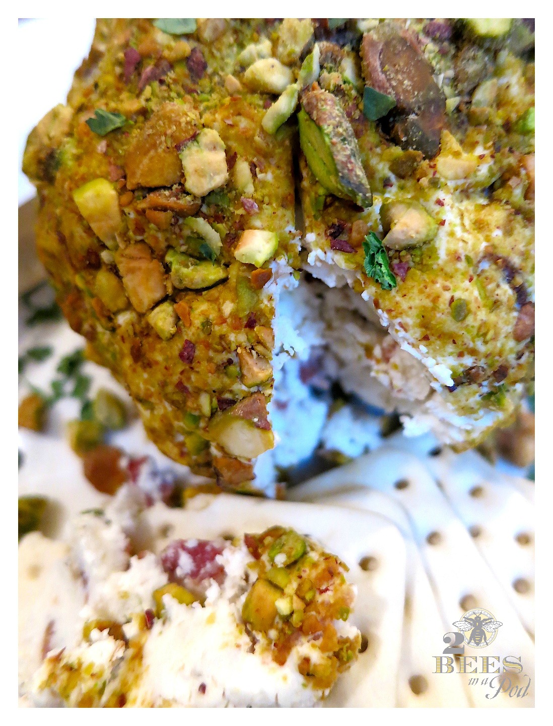 Goat Cheese, Bacon and Pistachio Cheese Ball... 2 Bees in a Pod