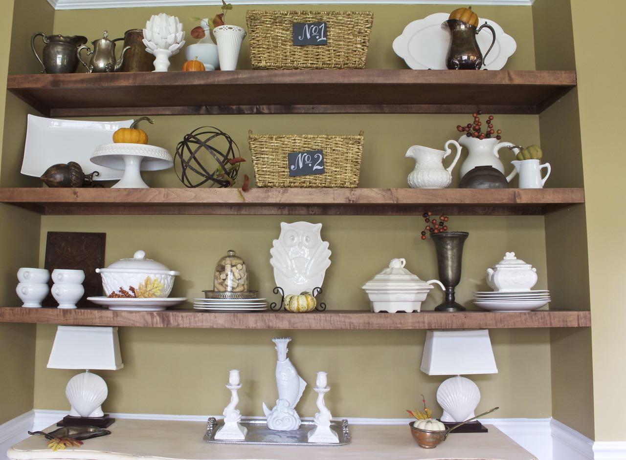 Fall Dining Room Shelves 2 Bees in a Pod