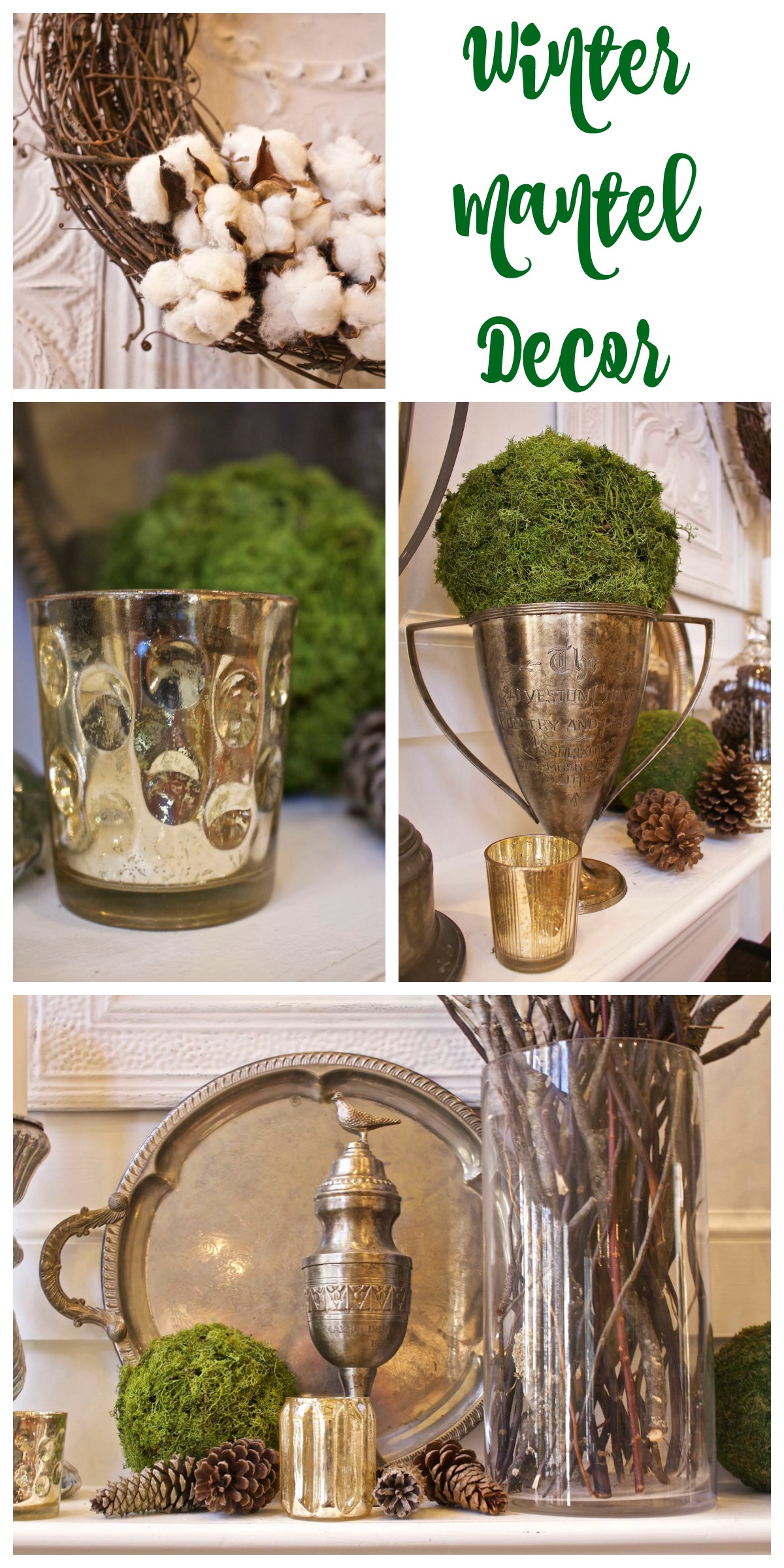 Winter Mantel Decor 2 Bees in a Pod