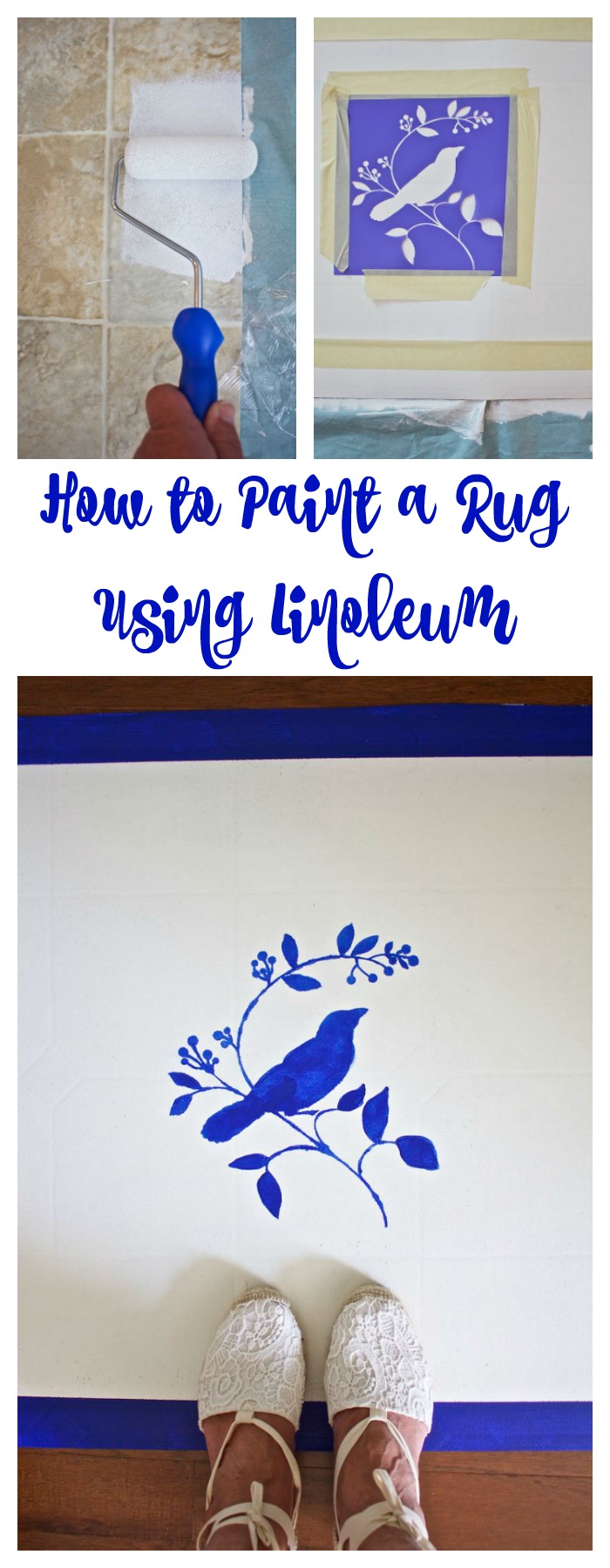 How to Paint a Rug Using Linoleum Flooring 2 Bees in a Pod