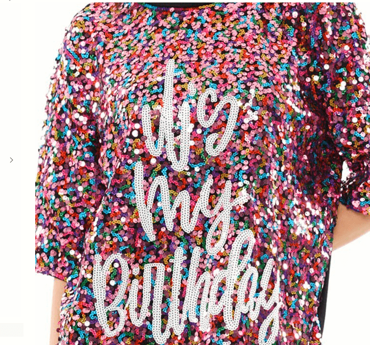 2Chique Boutique Women’s It’s My Birthday Sequin T Shirt Dress
