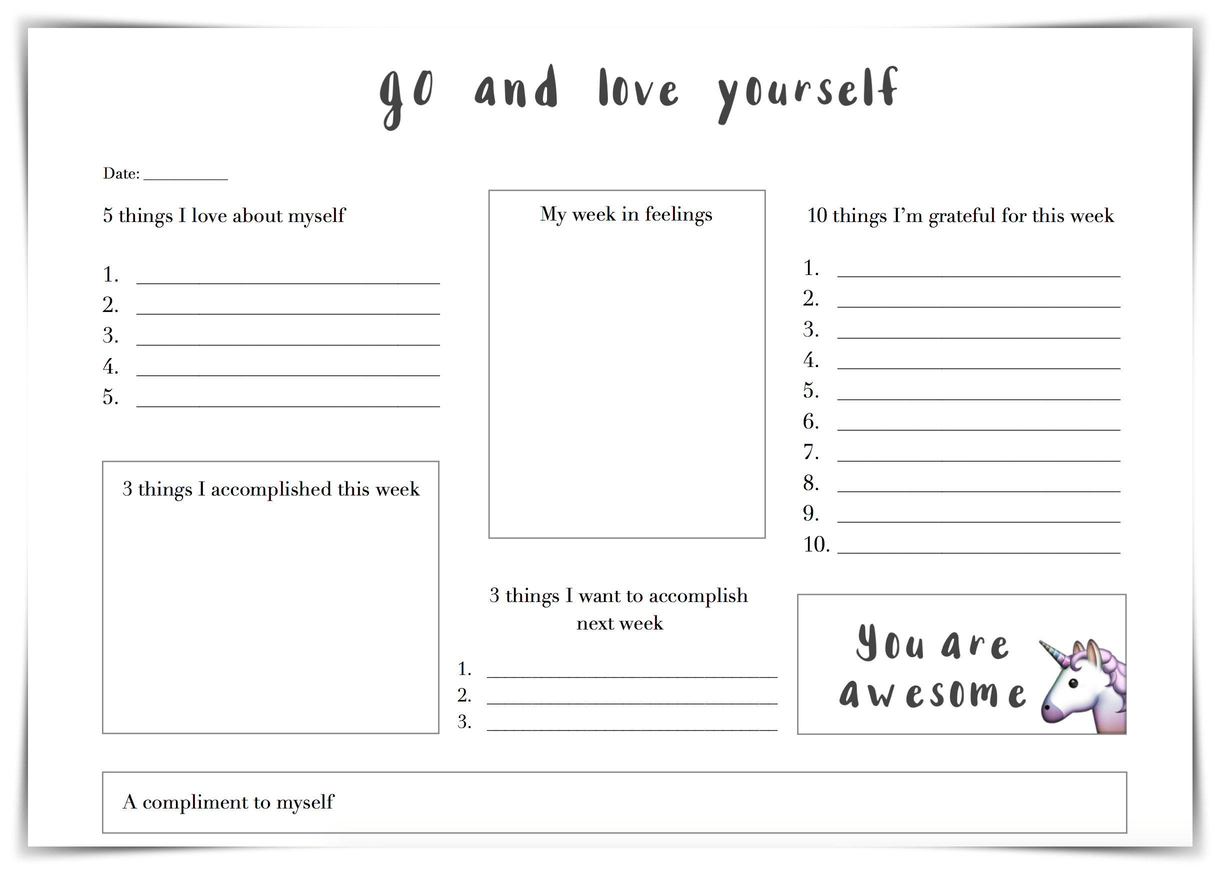 Printable Self Esteem Activities - Creative Printable
