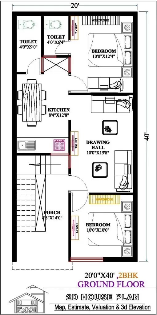 20 By 40 House Plan With Car Parking Best 800 Sqft House