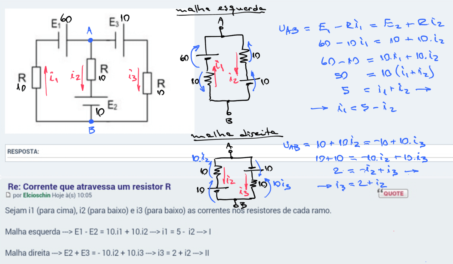 Corrente que atravessa um resistor R