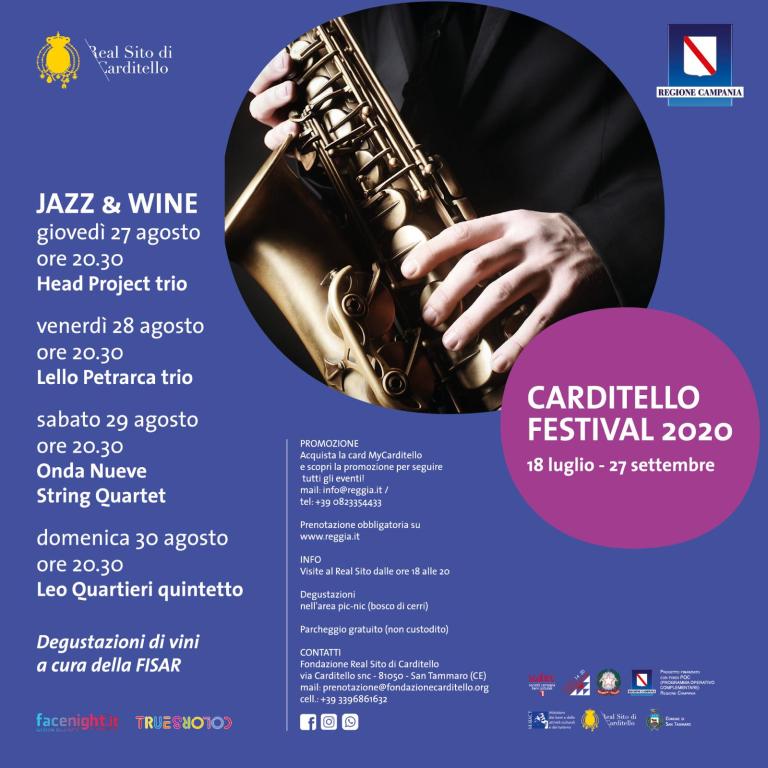“Jazz & Wine” a Carditello. 30 concerti jazz, degustazioni di vini
