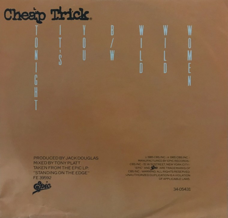 Cheap Trick “Tonight It’s You” (1985) 7″ Single (The Cheap Trick