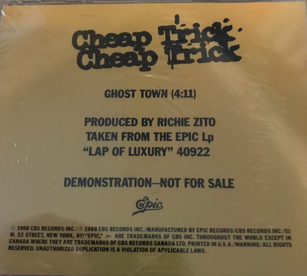 Cheap Trick “Ghost Town” (1988) CD Promotional Single (The Cheap