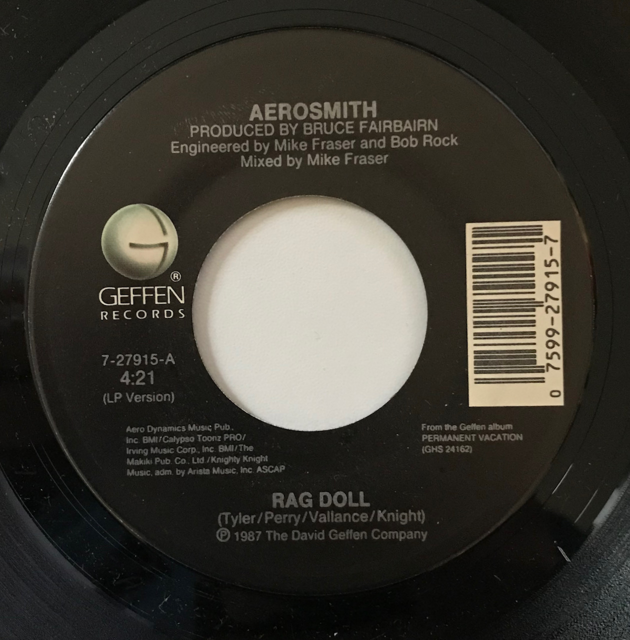 Aerosmith “Rag Doll” (1988) 7″ Single (The Aerosmith Collection