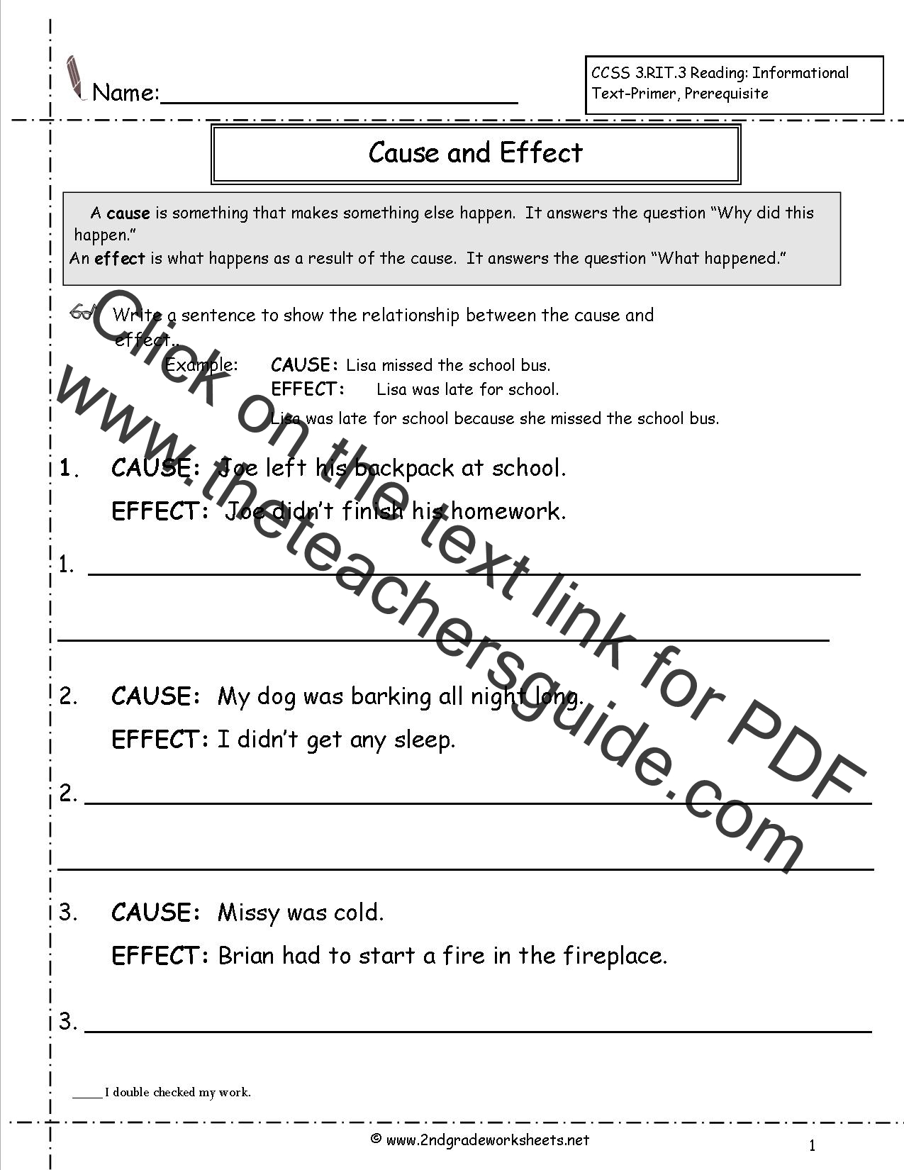 Cause and Effect Worksheets