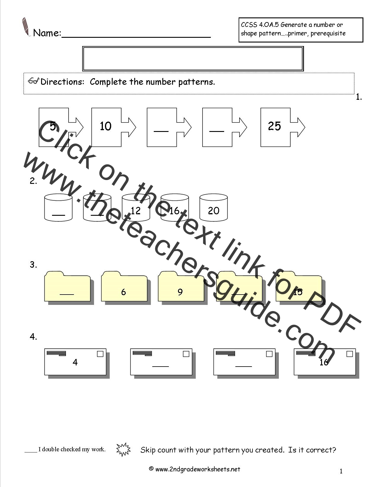 Number and Shape Patterns Worksheets