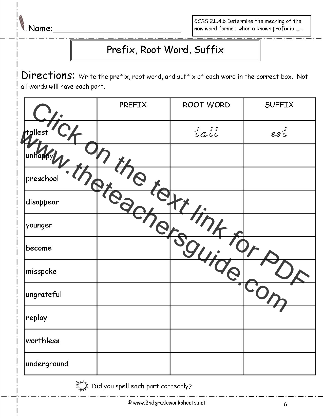 Second Grade Prefixes Worksheets