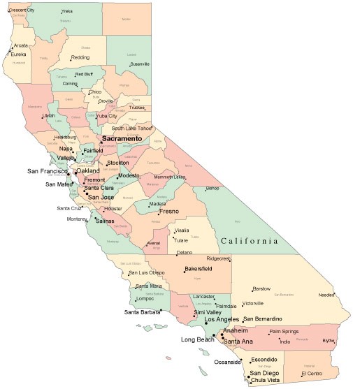 California Map of Cities MapQuest