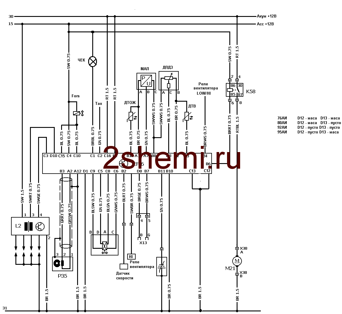 Взаимозаменяемость блоков управления ваз. Распиновка контактов разъемов ...