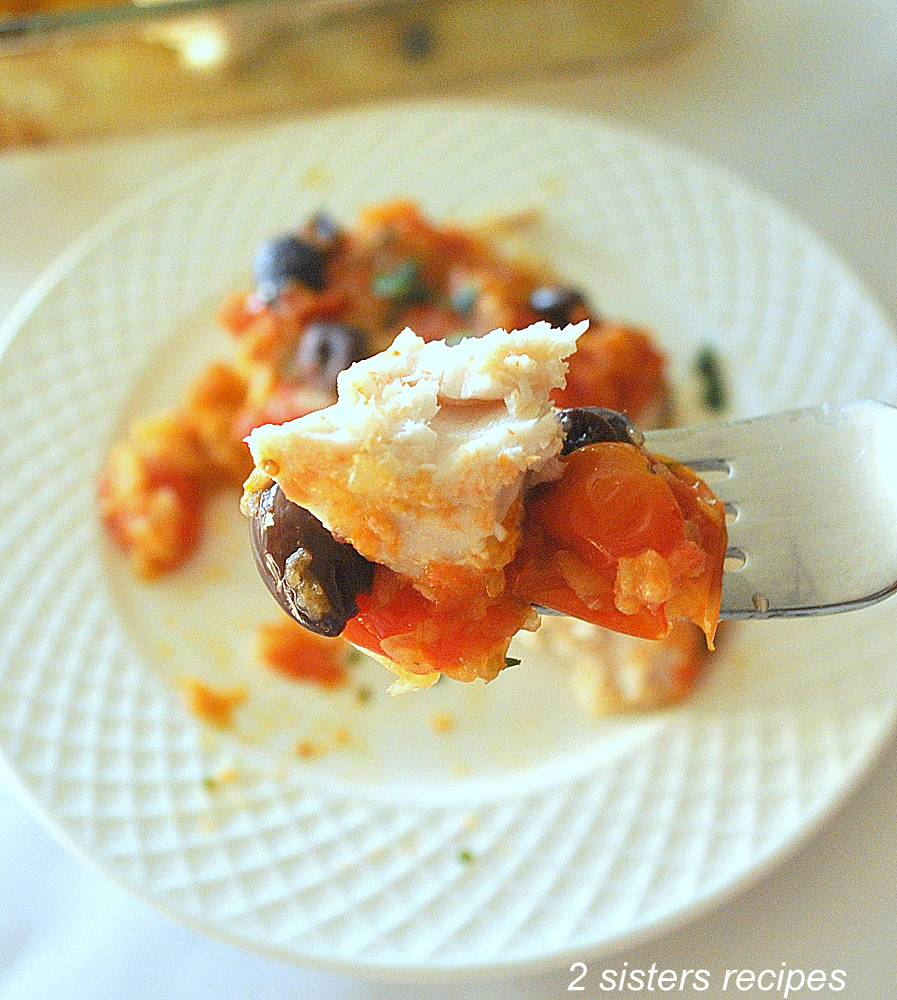 Baked Swordfish Livornese 2 Sisters Recipes by Anna and Liz