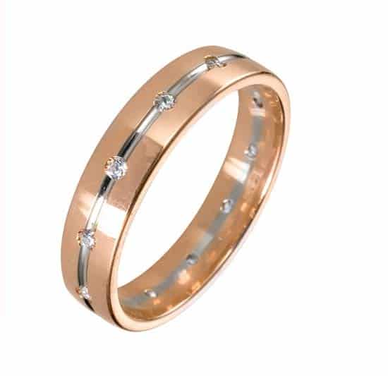 Damenring/Partnerring IM602, 12 Diamanten 0,12K, Weißgold/Rotgold (Bicolor) Trauringe Gold