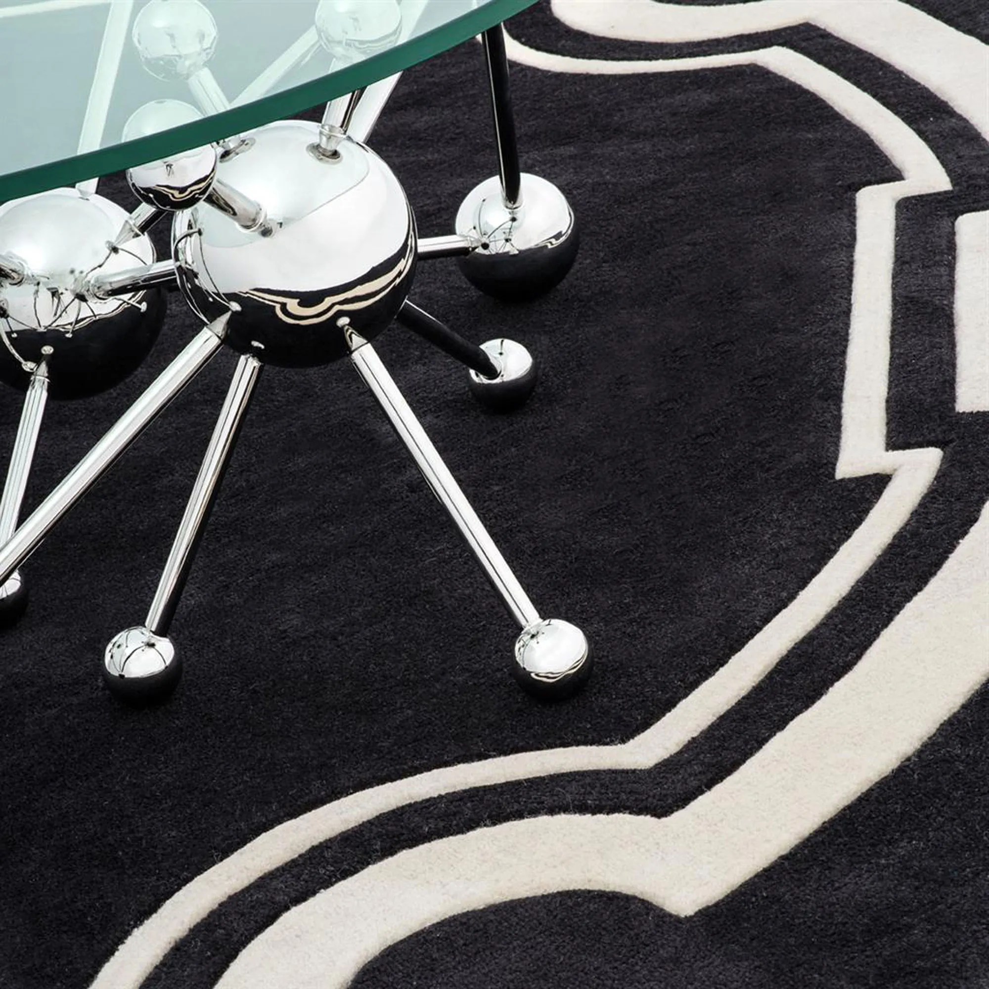 110586 Carpet Palazzo ø 280 cm black & off white ковер Eichholtz