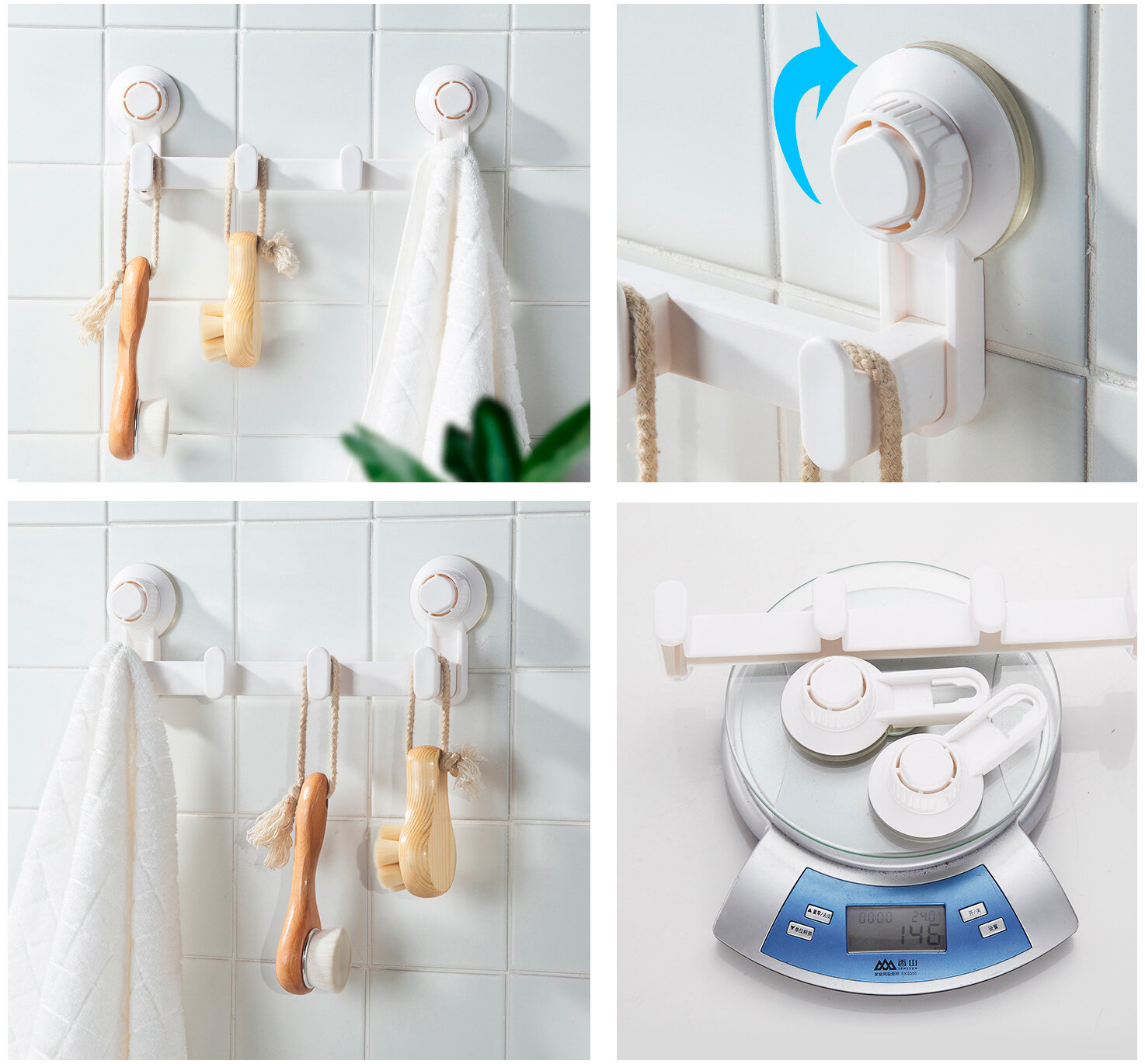 Вешалка для ванной на вакуумных присосках IwConcept RS8 White
