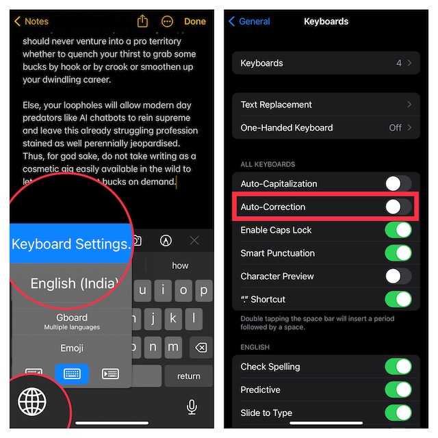 2 Ways to Enable or Disable Autocorrect in iPhone and iPad