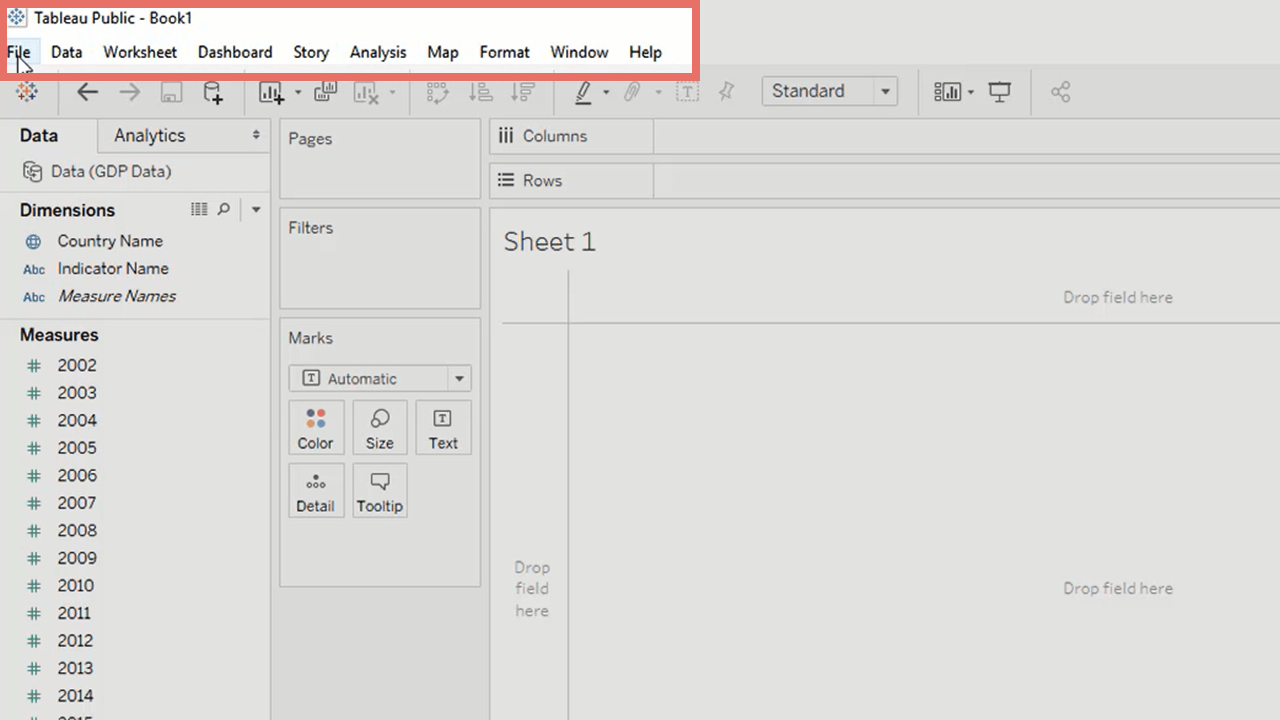 How to navigate through the Tableau interface 365 Data