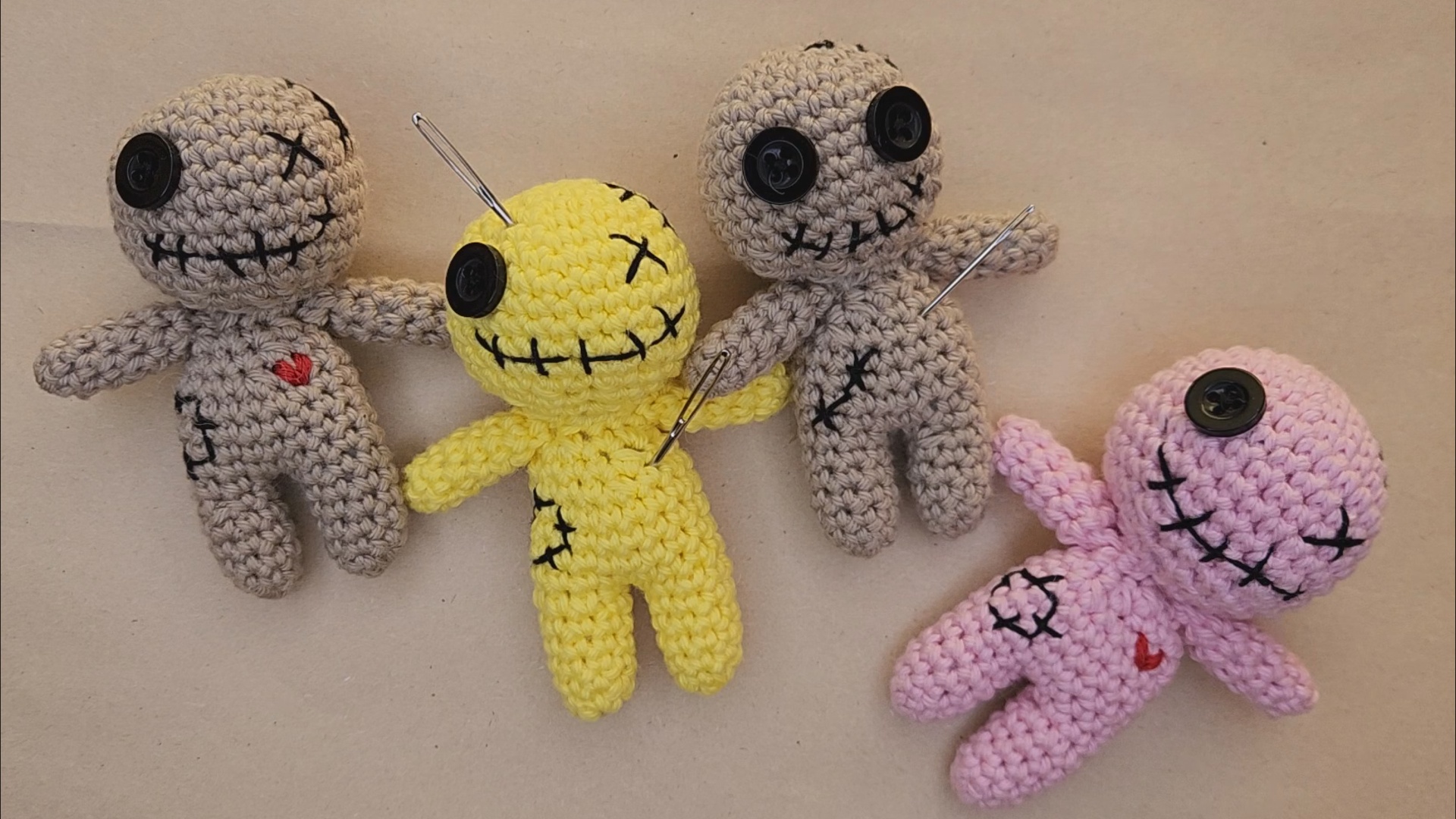 Crochet Voodoo Doll Keychain Free Pattern + Video 365 Days of Dana
