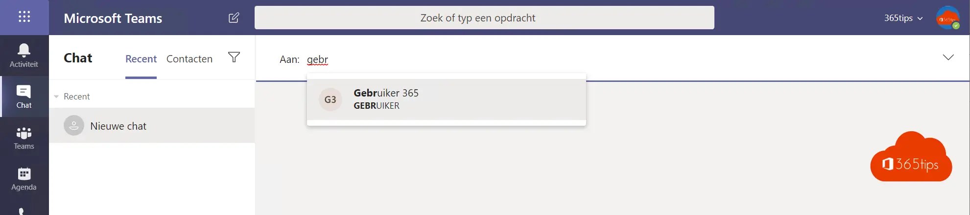 chat starten met Team
