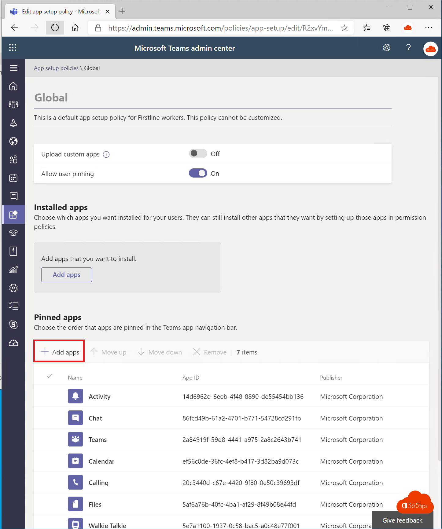 Activate Walkie Talkie app in Microsoft Teams Android / iOS