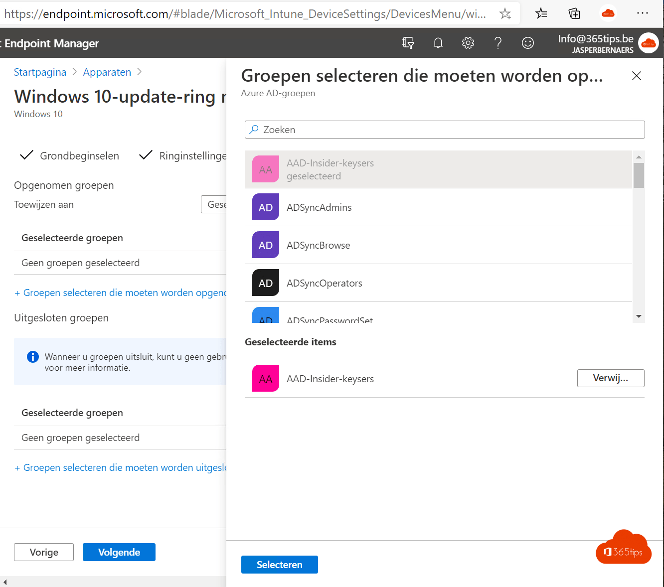 Windows insider ring in Intune