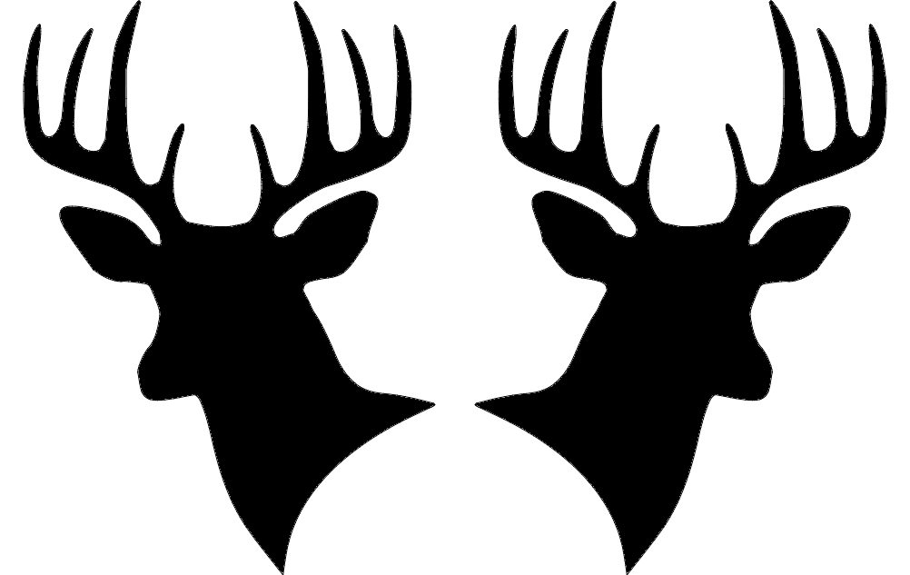 Two Deer Heads Silhouette dxf File Free Download 3axis.co