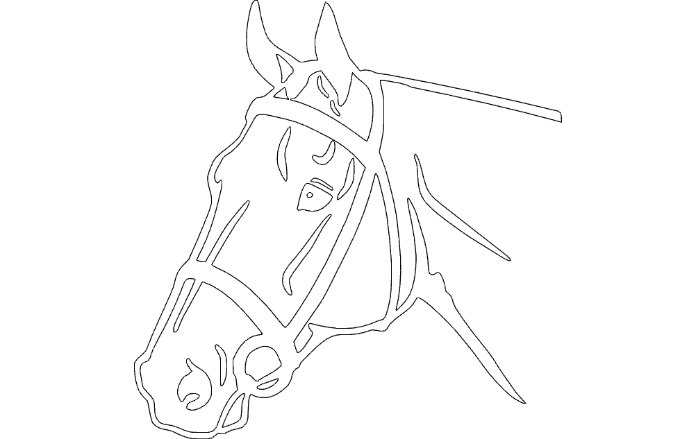 Horse Head Detailed Silhouette dxf File Free Download 3axis.co