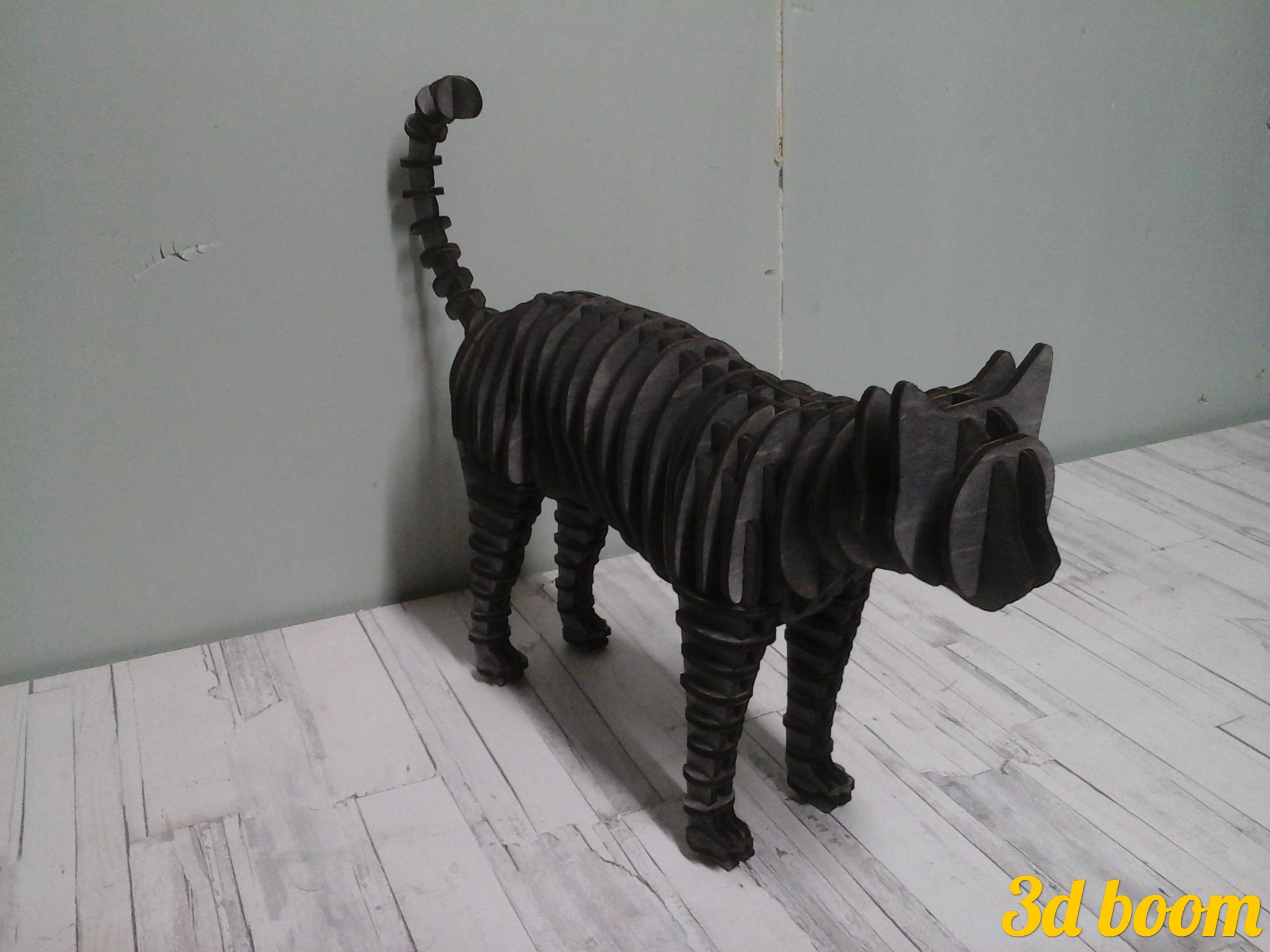 Cat Standing 3D Puzzle Laser Cut 4mm Free Vector cdr Download 3axis.co