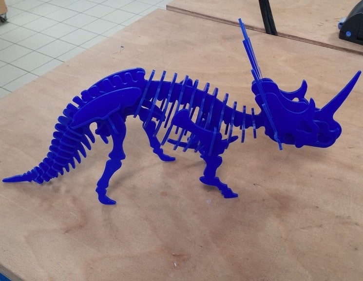 Laser Cut Styracosaurus Dinosaur 3D Puzzle 3mm DXF File Free Download