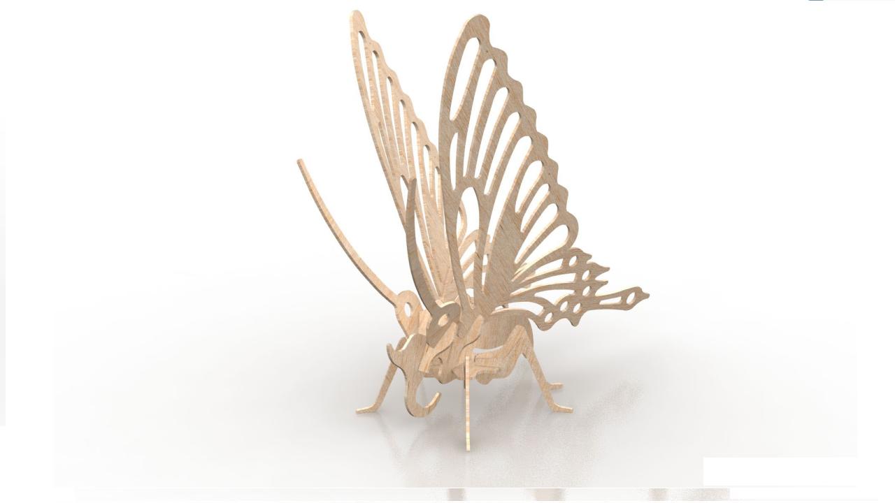 Butterfly Wood Insect 3d Puzzle 3mm DXF File Free Download 3axis.co