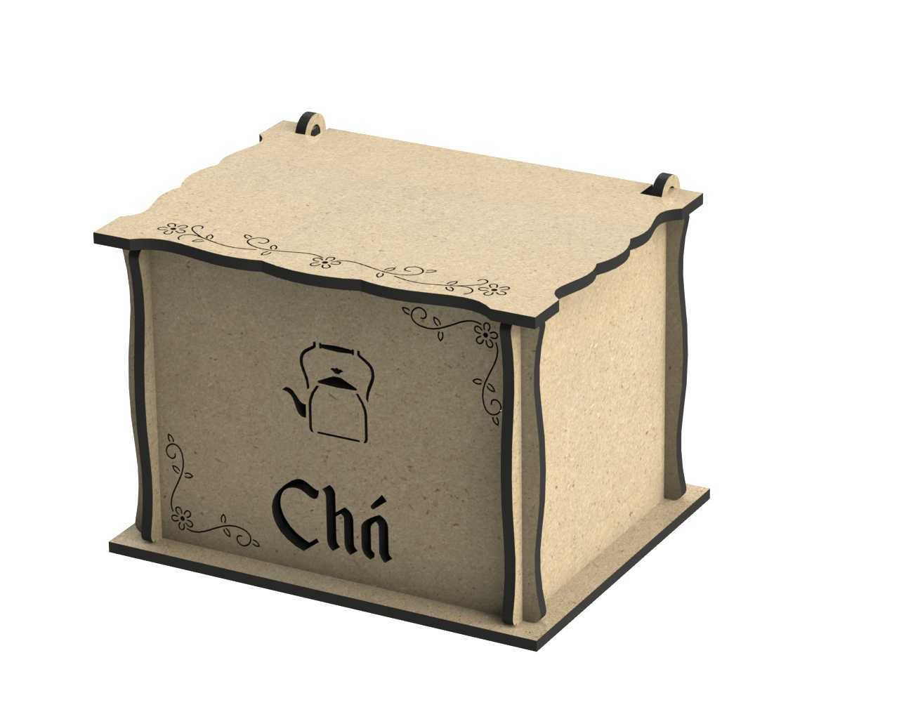 Laser Cut Engraved Wooden Tea Box With Lid DXF File Free Download