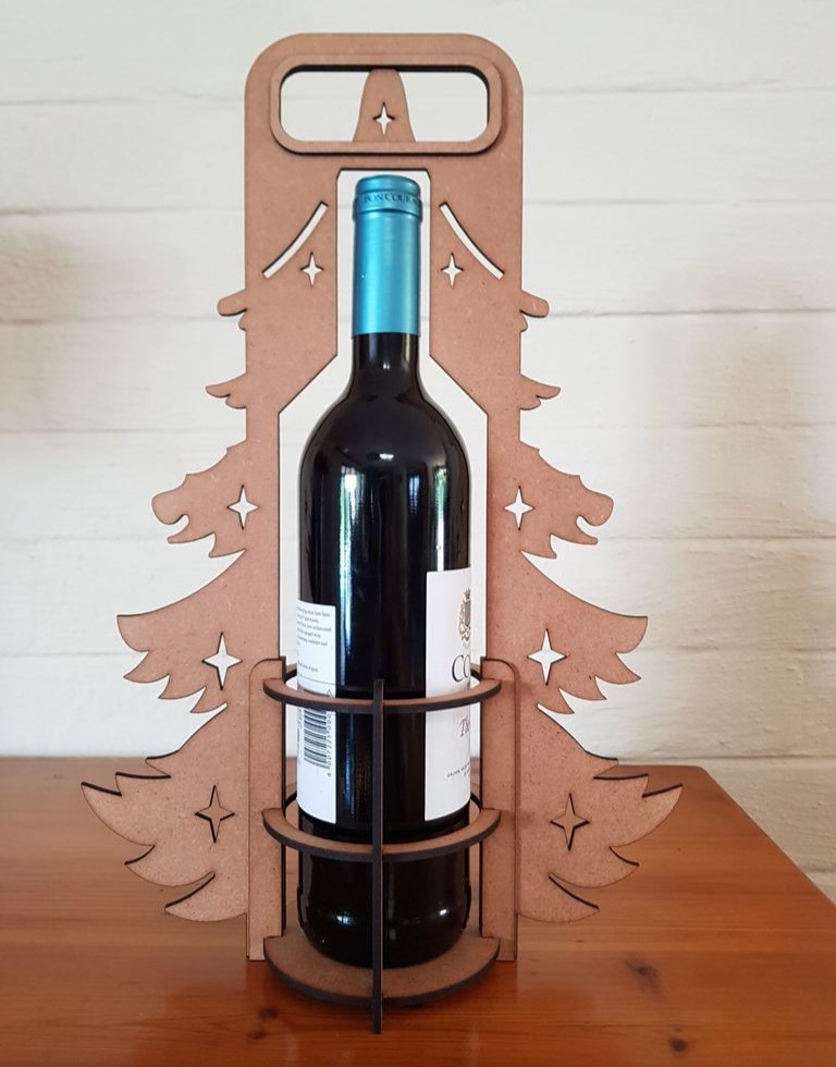 Laser Cut Christmas Wine Bottle Holder SVG File Free Download 3axis.co